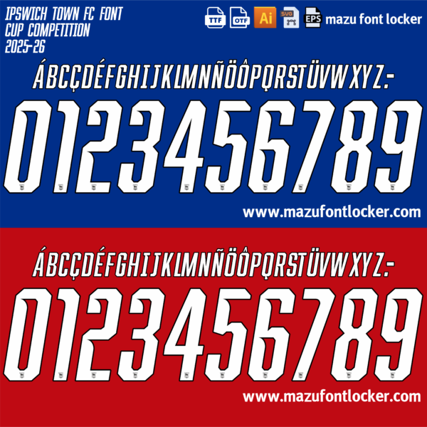 Ipswich Town FC 2025-26 Font Vector (AI, EPS, SVG, TTF) – #1 Authentic Style