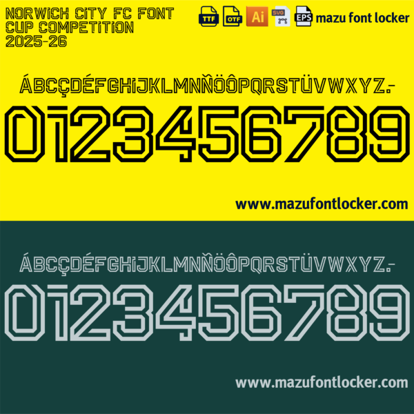Norwich City FC 2025-2026 Font Vector (AI, EPS, SVG, TTF) – #1 Authentic Style