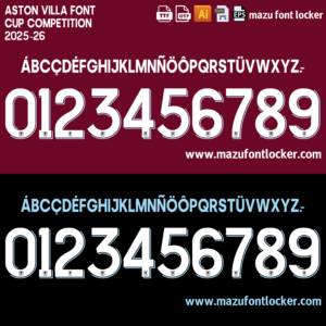 Aston Villa 2025-26 Font Vector (AI, EPS, SVG, TTF) – Stunning Premier League Return