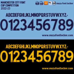 Manchester City 2022-23 Font Vector (AI, EPS, SVG, TTF) – Historic Treble Glory