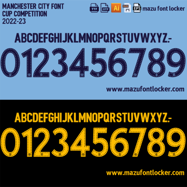 Manchester City 2022-23 Font Vector (AI, EPS, SVG, TTF) – #1 Authentic Style