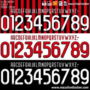 AC Milan 2009-2010 Font Vector (AI, EPS, SVG, TTF) – Stunning Retro Kit