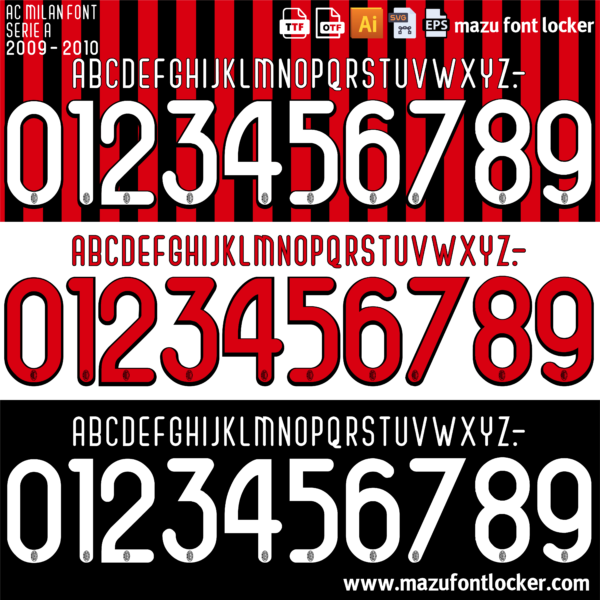 AC Milan 2009-2010 Font Vector (AI, EPS, SVG, TTF) – #1 Authentic Style