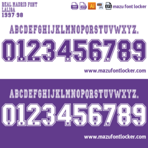Real Madrid 1997-98 Font Vector (AI, EPS, SVG, TTF) – Classic Los Galácticos Beginnings