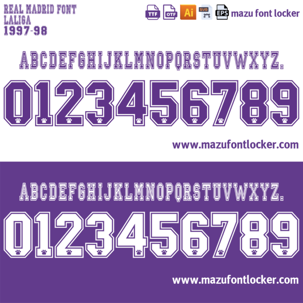 Real Madrid 1997-98 Font Vector (AI, EPS, SVG, TTF) – #1 Authentic Style