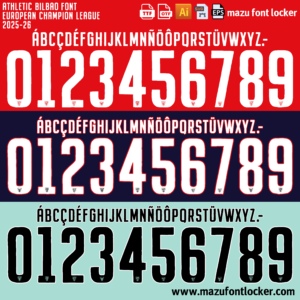Athletic Bilbao 2025-26 Font Vector (AI, EPS, SVG, TTF) – Legendary Basque Warriors