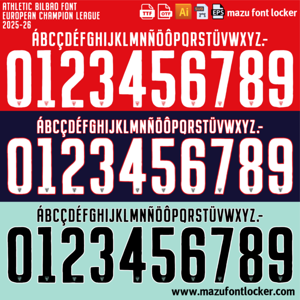 Athletic Bilbao 2025-26 Font Vector (AI, EPS, SVG, TTF) – #1 Authentic Style