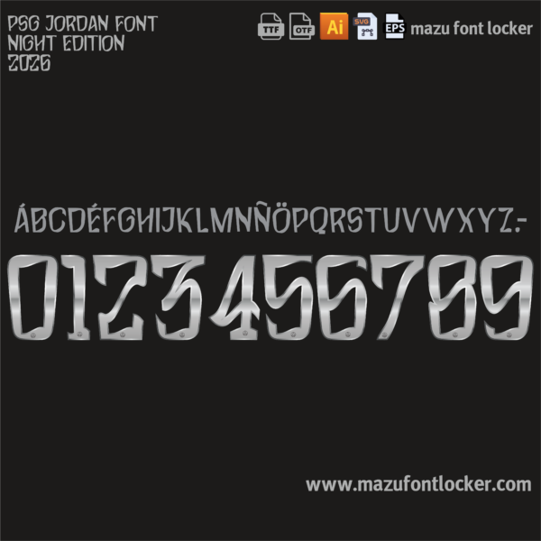 Paris Saint-Germain Night Edition 2026 Font Vector (AI, EPS, SVG, TTF) – #1 Authentic Style