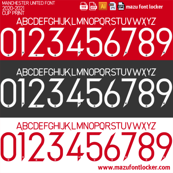 Manchester United 2020-2021 Font Vector (AI, EPS, SVG, TTF) – #1 Authentic Style