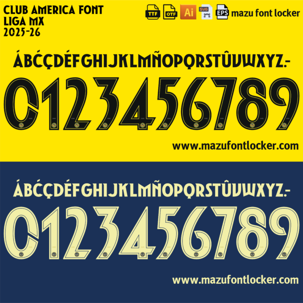 Club America 2025-26 Font Vector (AI, EPS, SVG, TTF) – #1 Authentic Style