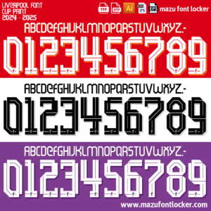 Liverpool 2024-2025 Font Vector (AI, EPS, SVG, TTF) – Bold Anfield Legacy