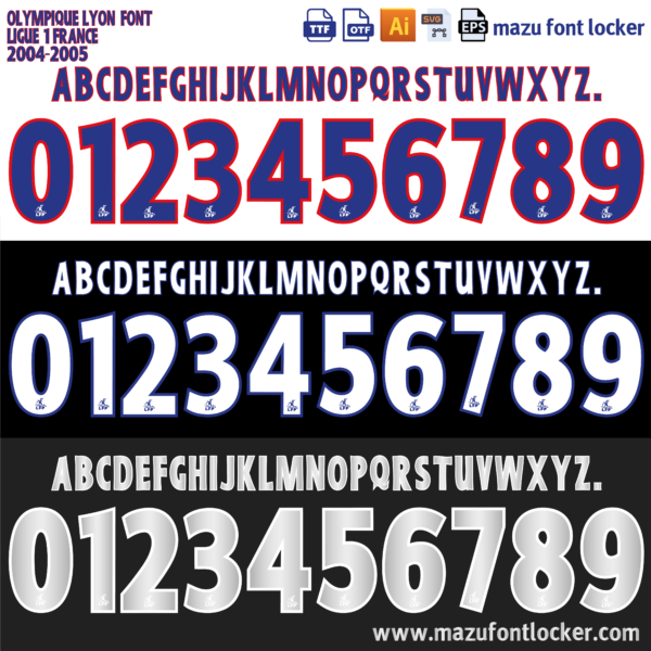Olympique Lyon 2004-2005 Font Vector (AI, EPS, SVG, TTF) – #1 Authentic Style