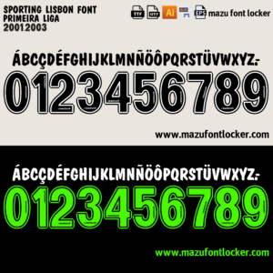 Sporting Lisbon 2001-2003 Home & Away Font Vector (Digital Download)
