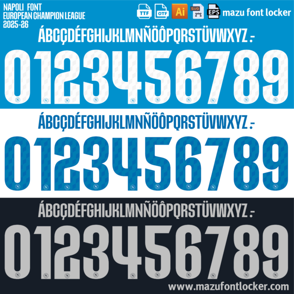 Napoli 2025-26 Font Vector (AI, EPS, SVG, TTF) – #1 Authentic Style
