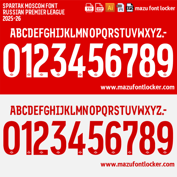 Spartak Moscow 2025-26 Font Vector (AI, EPS, SVG, TTF) – #1 Authentic Style