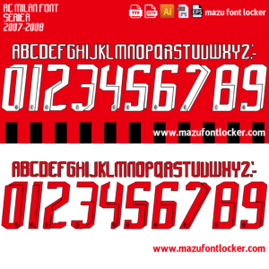 AC Milan 2007-2008 Font Vector – Legendary Rossoneri Scudetto Masterpiece