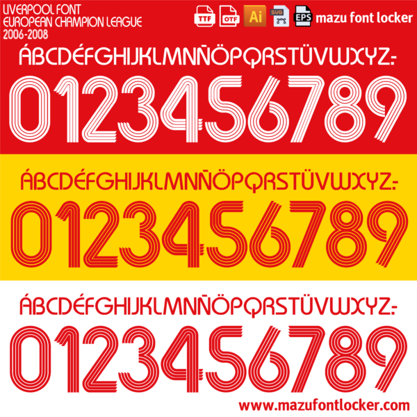 Liverpool 2006-2008 Font Vector (AI, EPS, SVG, TTF) – #1 Authentic Style