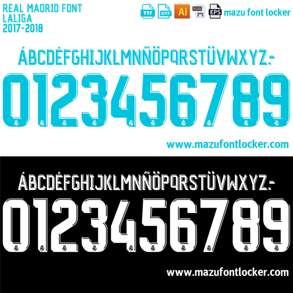Real Madrid 2017-2018 Font Vector (AI, EPS, SVG, TTF) – #1 Authentic Style