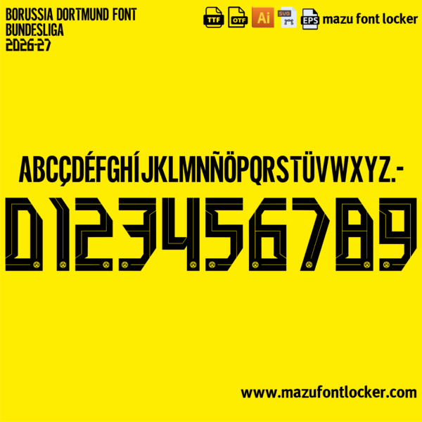 Borussia Dortmund 2026-2027 Font Vector (AI, EPS, SVG, TTF) – #1 Authentic Style