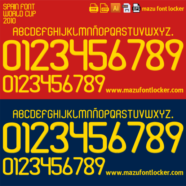 Spain World Cup 2010 Font Vector (AI, EPS, SVG, TTF)