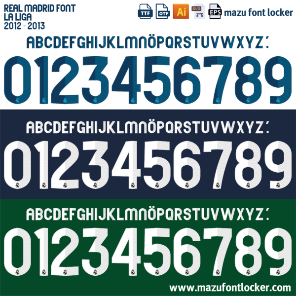 Real Madrid 2012-13 Font Vector (AI, EPS, SVG, TTF) – #1 Authentic Style