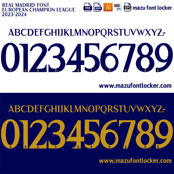 Real Madrid 2023-2024 Font Vector (AI, EPS, SVG, TTF) – #1 Authentic Style