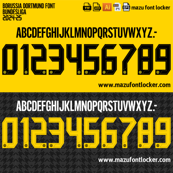 Borussia Dortmund 2024-2025 Font Vector (AI, EPS, SVG, TTF) – #1 Authentic Style