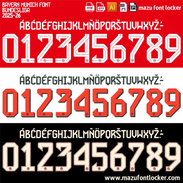 Bayern Munich 2025-2026 Font Vector (AI, EPS, SVG, TTF) – #1 Authentic Style