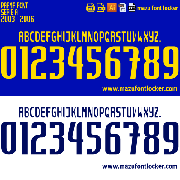 Parma 2003-2006 Font Vector (AI, EPS, SVG, TTF) – Classic Golden Era