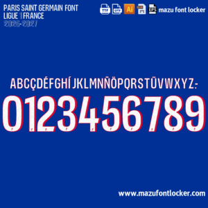 PSG Ligue 1 2026-2027 Font Vector (AI, EPS, SVG, TTF) – Elegant Ligue 1 Kit