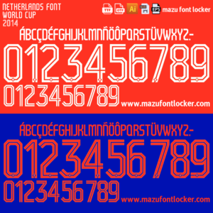 Netherlands World Cup 2014 Home & Away Font Vector (Digital Download)