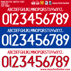 Manchester United 2024-2025 Font Vector (AI, EPS, SVG, TTF) – Legendary Red Devils