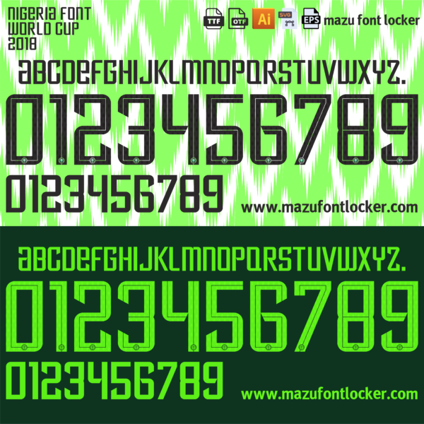 Nigeria World Cup 2018 Font Vector – Legendary Super Eagles Jersey Style