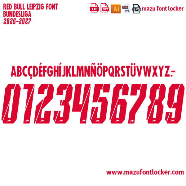 Red Bull Leipzig 2026-2027 Font Vector (AI, EPS, SVG, TTF) – #1 Authentic Style