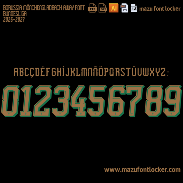 Borussia Monchengladbach 2026-2027 Font Vector – Bold Bundesliga Power