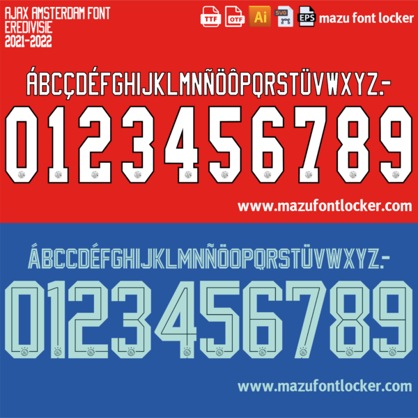 Ajax Amsterdam 2021-2022 Font Vector – Legendary Eredivisie Jersey Style for Champions