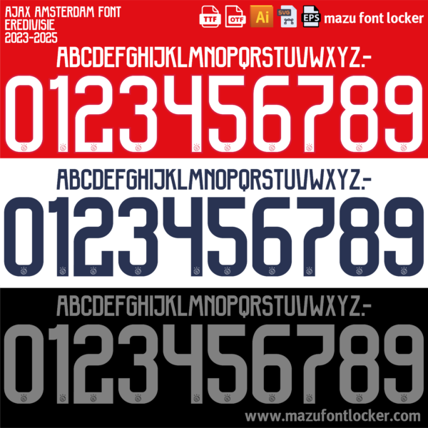 Ajax Amsterdam 2023-2025 Font Vector – Legendary Godenzonen Masterpiece
