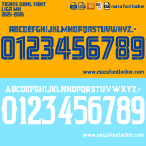 Tigres UANL 2025-2026 Font Vector – Bold Official Jersey Style for True Liga MX Fans