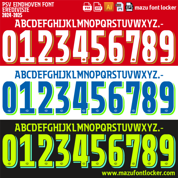 PSV Eindhoven 2024-2025 Font Vector – Bold Philips Kit