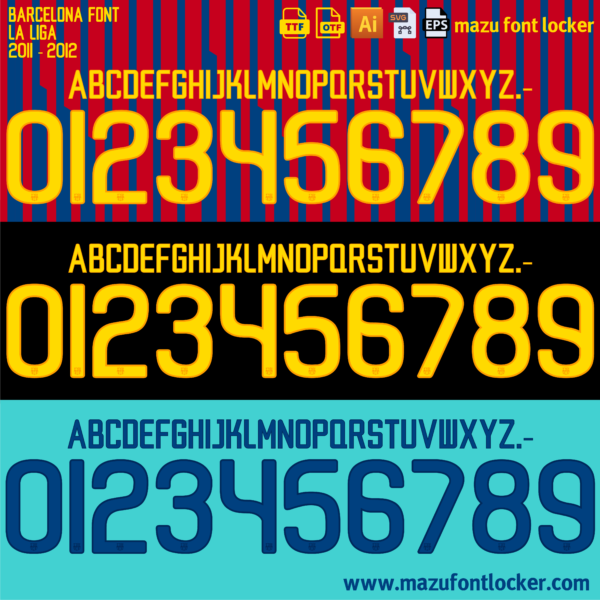 Barcelona 2011-2012 Font Vector (AI, EPS, SVG, TTF) – #1 Authentic Style