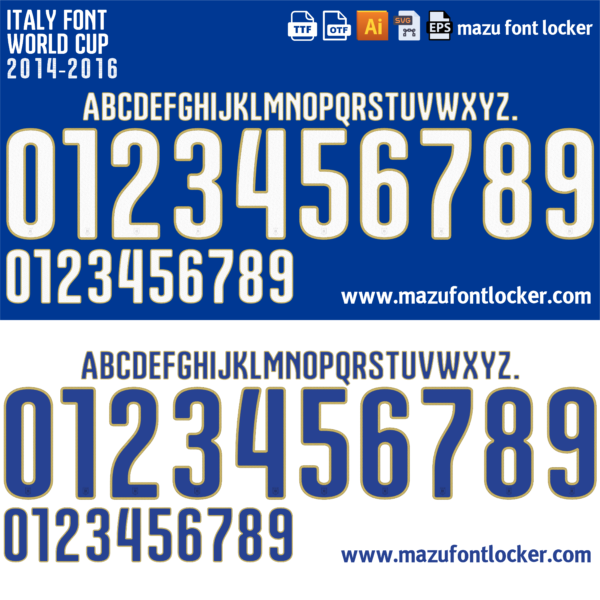 Italy World Cup 2014 Font Vector (AI, EPS, SVG, TTF) – Classic Azzurri Legend