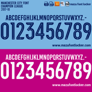 Manchester City 2017-2018 Font Vector (AI, EPS, SVG, TTF) – Legendary Treble Season