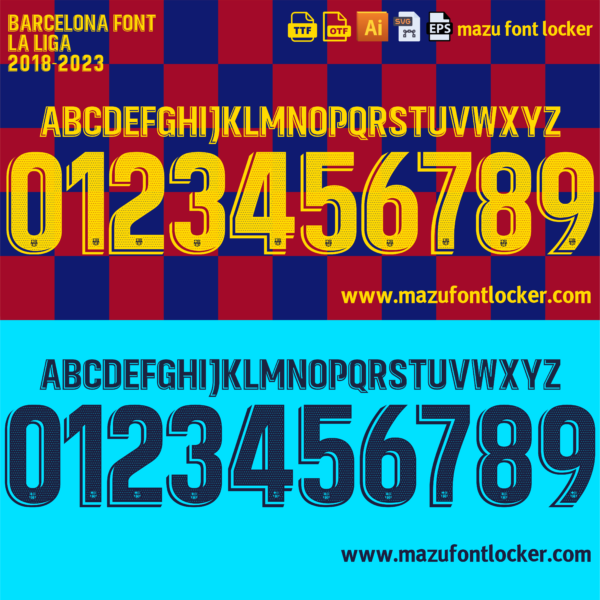 Barcelona 2018-2023 Font Vector (AI, EPS, SVG, TTF) – #1 Authentic Style