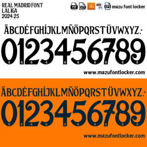 Real Madrid 2024-2025 Font Vector (AI, EPS, SVG, TTF) – Elegant Los Blancos Classic