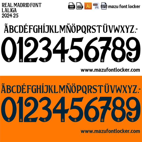 Real Madrid 2024-2025 Font Vector (AI, EPS, SVG, TTF) – #1 Authentic Style
