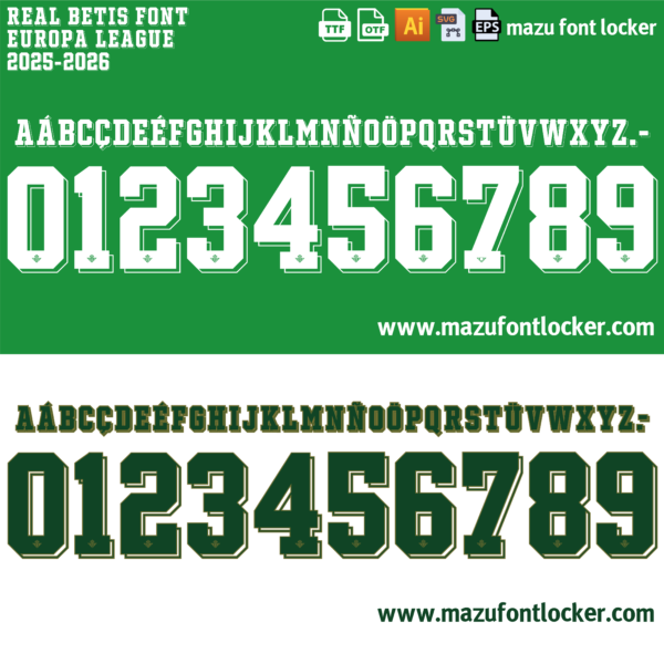 Real Betis 2025-2026 Font Vector – Vibrant Green & White Glory