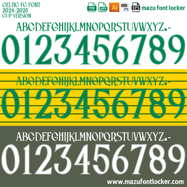 Celtic FC 2024-2025 Font Vector – Epic Green & White Masterpiece