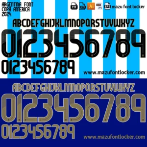 Argentina Copa America 2024 Font Vector – Legendary Sky Blue Glory Design