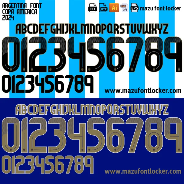 Argentina Copa America 2024 Font Vector – Legendary Sky Blue Glory Design