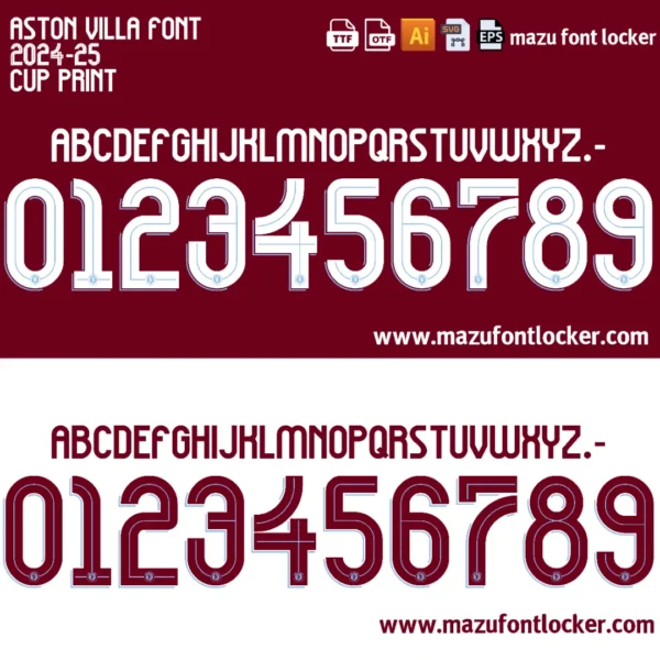 Aston Villa 2024-2025 Font Vector – Incredible Birmingham Lions Vector Kit